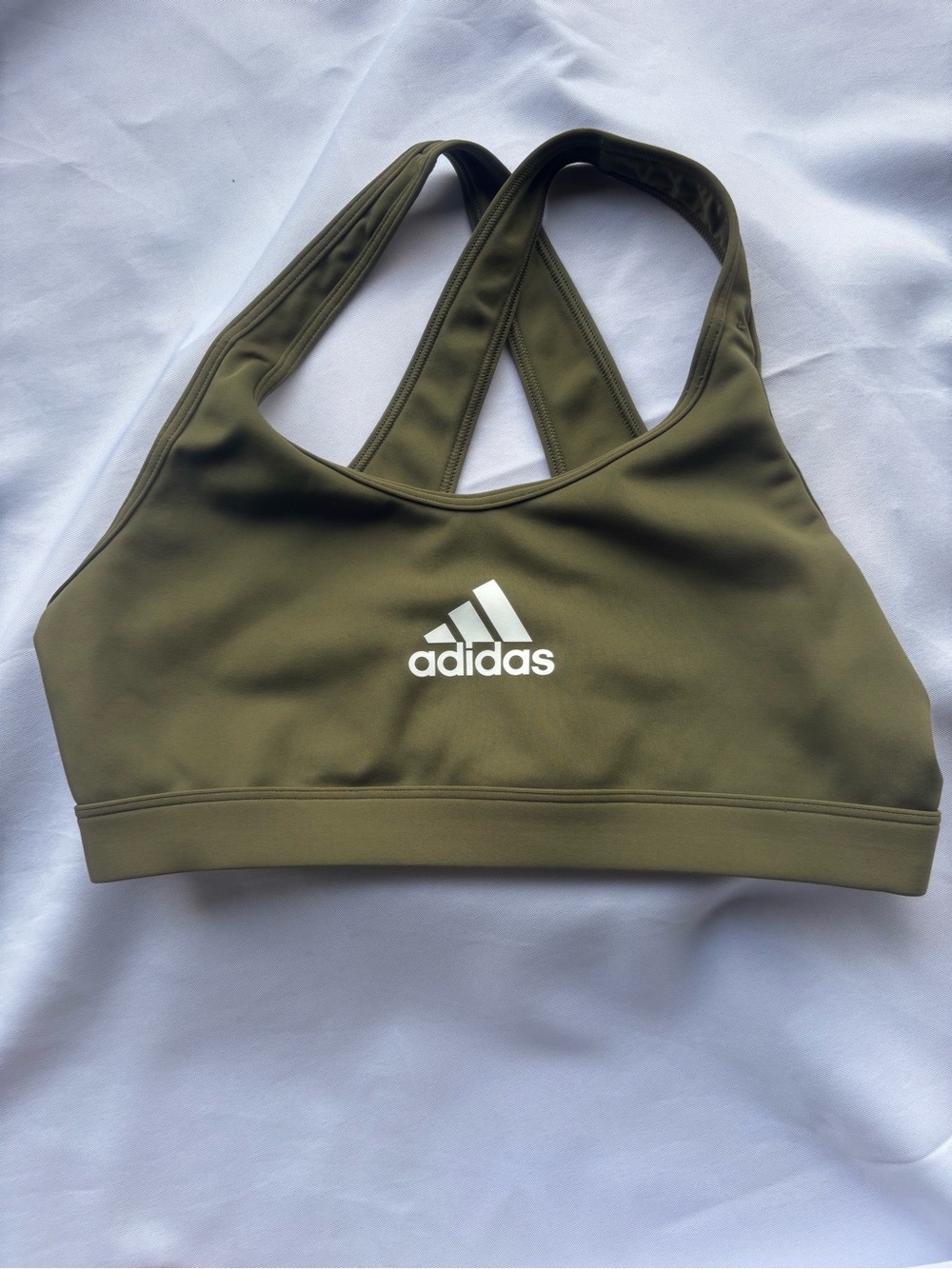 Adidas AEROREADY Olive Sports Bra Women’s Medium Support Racerback Size Small